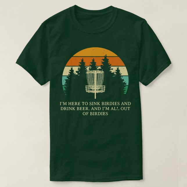 Camiseta Pássaros da Pia e Cerveja para Beber Disc Golf Fun (Frente do Design)