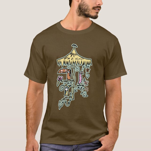 Camiseta Pássaros da sala de Tiki por Tiki tOny (Frente)