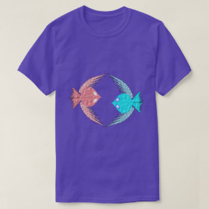 Camiseta Pássaros de Amor, Rosa e Azul