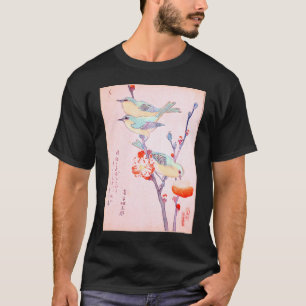 Camiseta Pássaros De Arte Japoneses Sobre Cerejeira Blossom