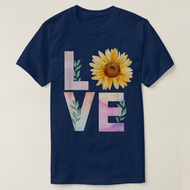 Camiseta Pássaros de girassol com aquarela (Frente do Design)