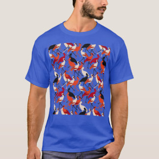 Camiseta Pássaros de Tempestades Vermelhas e Brancas Padrão