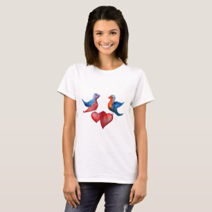 Camiseta Pássaros do amor, t-shirt básico dos pássaros d