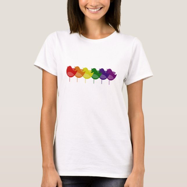 Camiseta Pássaros do arco-íris do vintage (Frente)