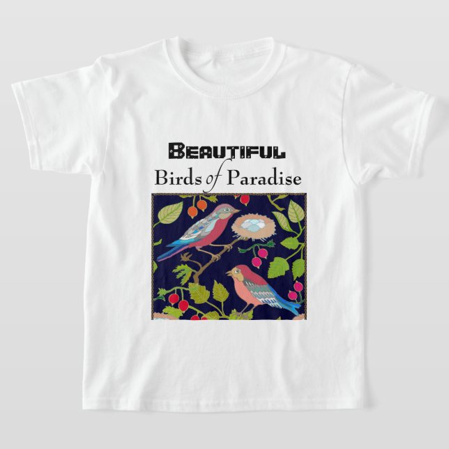 Camiseta Pássaros do Paraíso na Paisagem de Verão  (Postura )