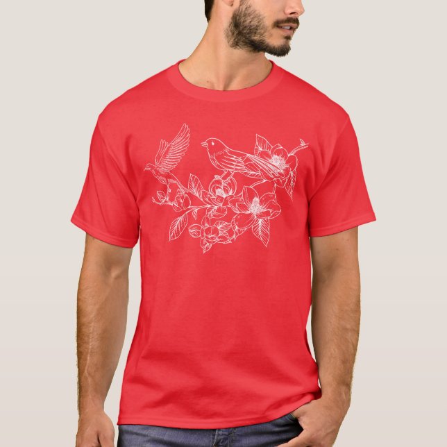 Camiseta Pássaros e Flores Mulheres Jardineiras (Frente)