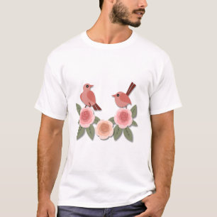 Camiseta Pássaros e Rosas