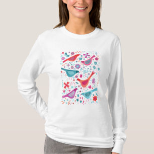 Camiseta Pássaros em um Boho de Aquarela Bonito do Jardim