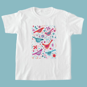 Camiseta Pássaros em um Boho de Aquarela Bonito do Jardim