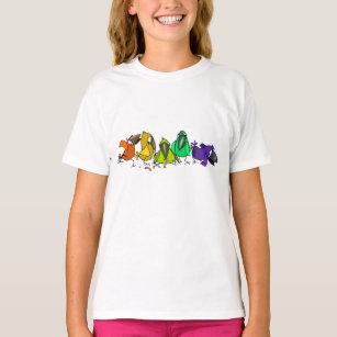 Camiseta Pássaros Engraçados Coloridos - Pintura - Divertid