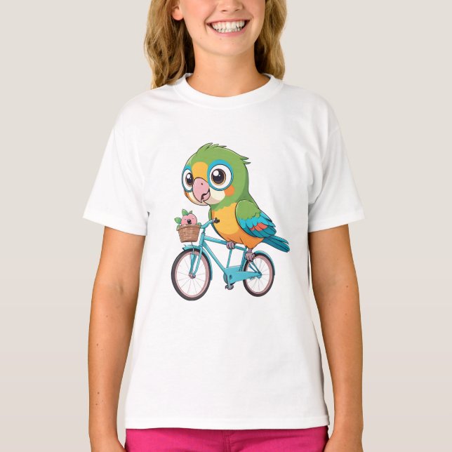 Camiseta Pássaros Engraçados com Bicicleta (Frente)