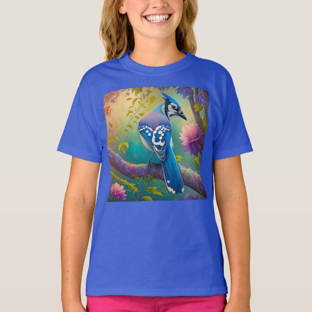 Camiseta Pássaros Fantasia Gaio Azul (Frente)