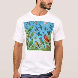 Camiseta Pássaros Geométricos – Liberdade em Voo Arte