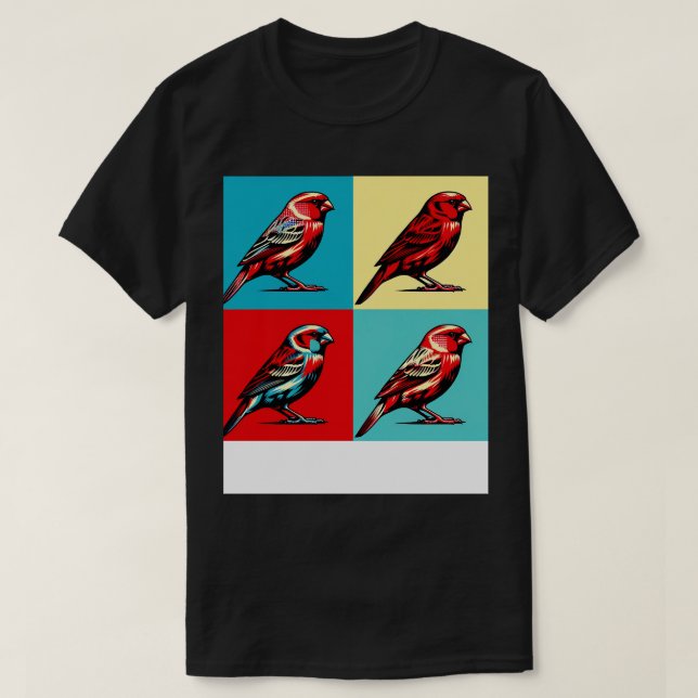 Camiseta Pássaros Legal de Arte Canários de Fator Vermelho (Frente do Design)