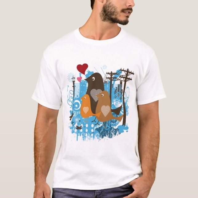 Camiseta Pássaros legal Trabalho de arte (Frente)