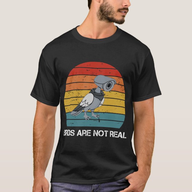 Camiseta Pássaros não são verdadeiros retro-curiosos Pássar (Frente)