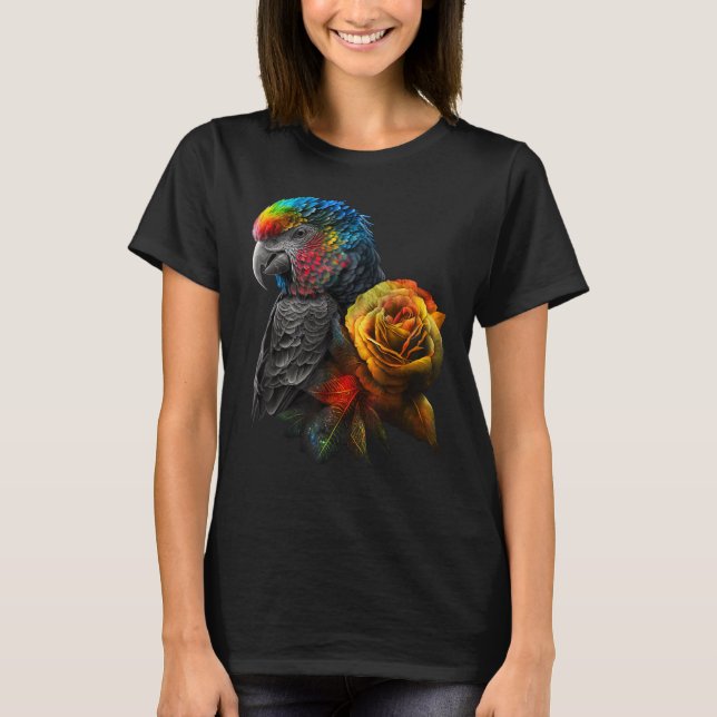 Camiseta Pássaros Pássaros Coloridos Flores Animais (Frente)