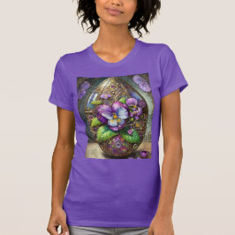 Camiseta Pássaros Sanguinados Violetas Flores Selvagens Ovo