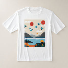 Camiseta Pássaros sobre um lago