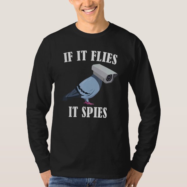 Camiseta Pássaros Spie Conspiração Piada Memória (Frente)