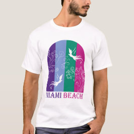 Camiseta Pássaros Tropicais Coloridos Vintage Miami Beach