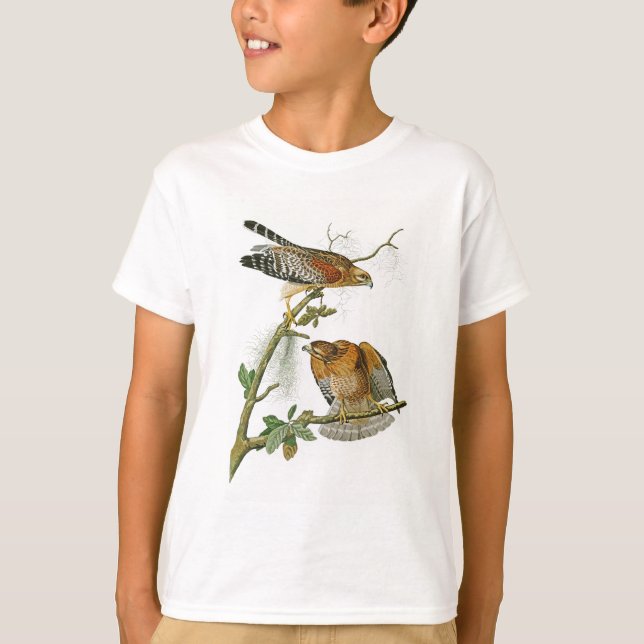 Camiseta pássaros Vermelho-empurrados de John Audubon do (Frente)