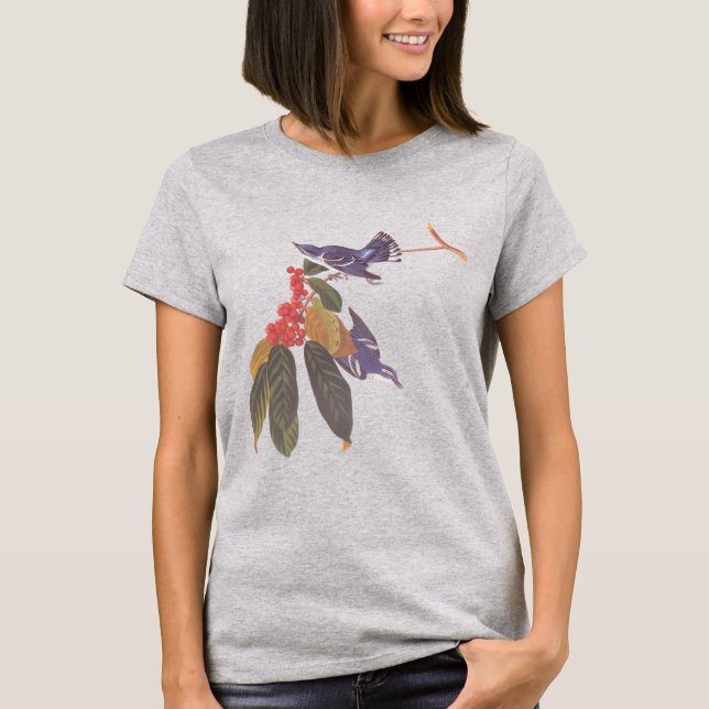 Camiseta Pássaros-vermelhos-azuis de Audubon (Frente)