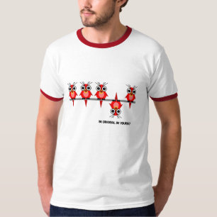 Camiseta pássaros vermelhos bonitos