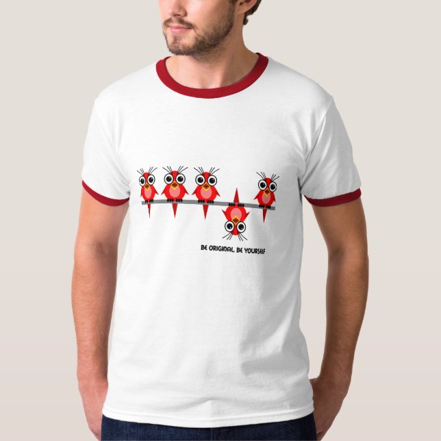 Camiseta pássaros vermelhos bonitos (Frente)