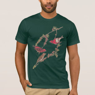 Camiseta Pássaros vermelhos do passarinho roxo de Audubon