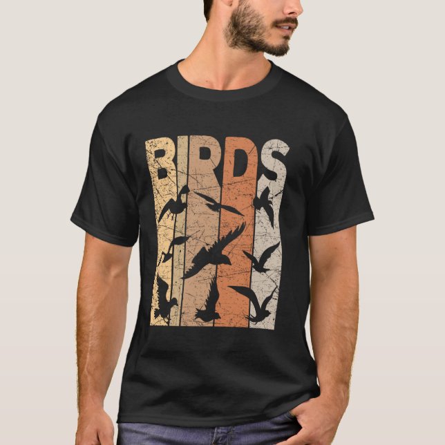 Camiseta Pássaros Vintage Birdwatch Retro Ornithology Birdw (Frente)