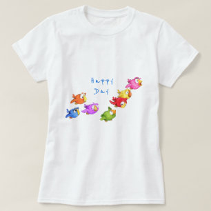 Camiseta Pássaros Voadores Felizes Coloridos - Pássaros E