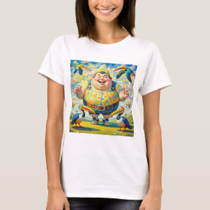 Camiseta Pássaros voando ao redor de um homem feliz