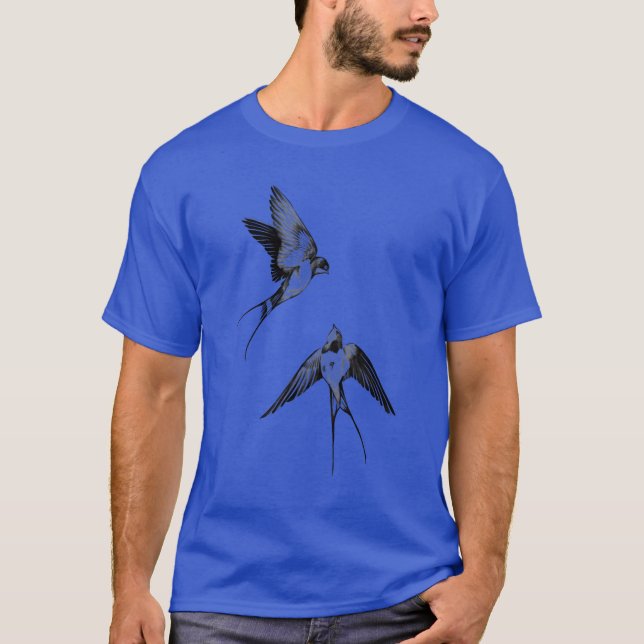 Camiseta Pássaros voando com retro (Frente)