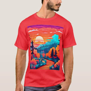 Camiseta Passe do Sol Através da Floresta de outono