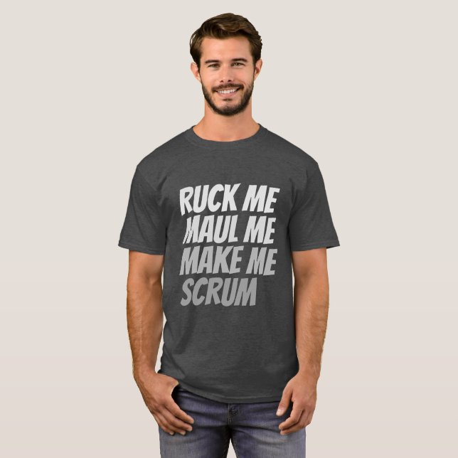 Camiseta Passe-me maul, faça-me riscar o humor de râguebi (Frente Completa)