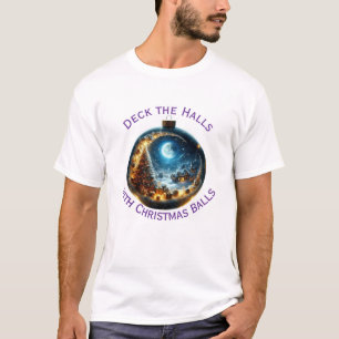 Camiseta Passe os corredores com bolas de Natal