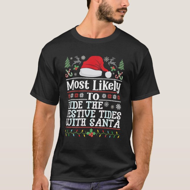 Camiseta Passear as entranhas festivas com Papais noeis que (Frente)