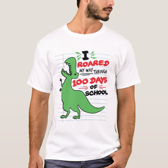 Camiseta Passei Por 100 Dias Na Escola Dino (Frente)