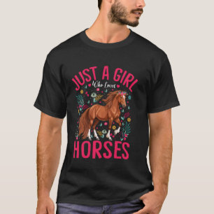 Camiseta Passeio a Cavalo Flor Só Uma Garota Que Ama Cavalo