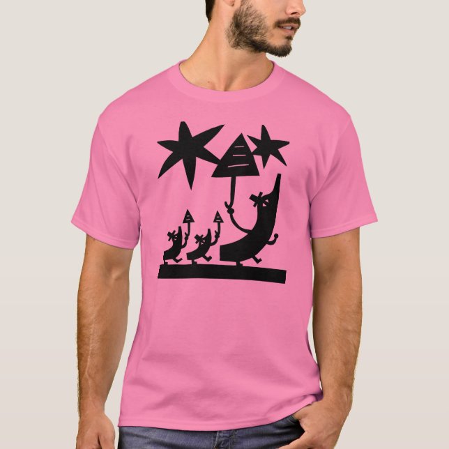 Camiseta Passeio com guarda-chuvas em um dia chuvoso em (Frente)