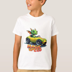Camiseta 🚗 Passeio de Carro Clássico com Dragão Verde Fofo