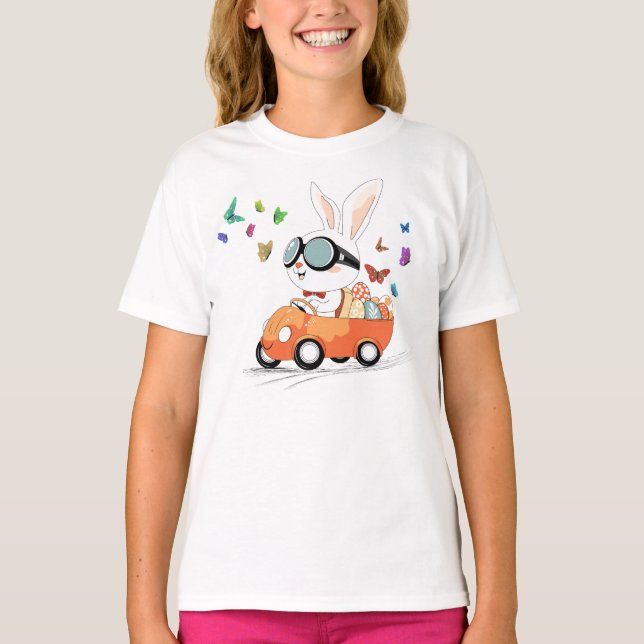 Camiseta Passeio de Coelho de Páscoa de Cenoura (Frente)