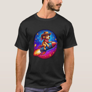 Camiseta Passeio de Foguete Amante de Cachorro Meme de Anim