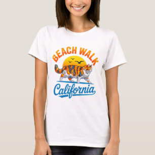 Camiseta Passeio de Gato de Verão na Praia Califórnia Prese