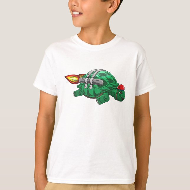 Camiseta Passeio de jetpack da tartaruga (Frente)