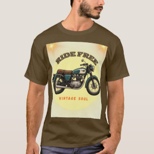 Camiseta Passeio de Moto Antiga Desenho de Motociclista Ret