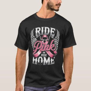 Camiseta Passeio de Moto contra o Câncer de Mama Fita Rosa