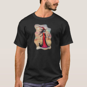Camiseta Passeio de Outono Arte de Bruxa de Halloween e Gat
