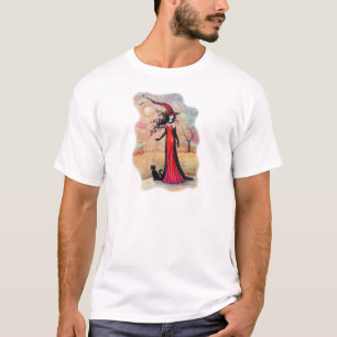 Camiseta Passeio de Outono Arte de Bruxa de Halloween e Gat